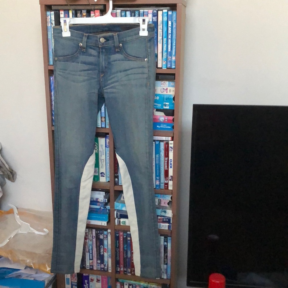 Rag & Bone Jodhpur Heathway Jeans With Leather Panels Size 25